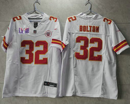 Nike Kansas City Chiefs #32 Nick Bolton White 2023 F.U.S.E. Vapor Untouchable With 2024 Super Bowl (LVIII ) patch Jersey