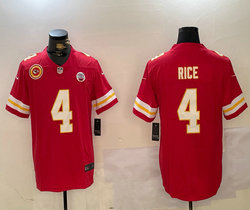 Nike Kansas City Chiefs #4 Rashee Rice Red Team Patch Vapor Untouchable Authentic stitched NFL jersey