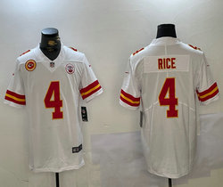 Nike Kansas City Chiefs #4 Rashee Rice White Team Patch Vapor Untouchable Authentic stitched NFL jersey