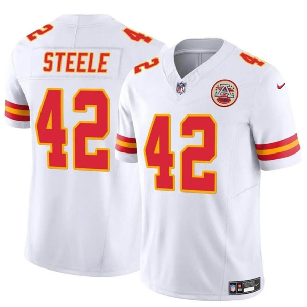 Nike Kansas City Chiefs #42 Carson Steele White Vapor Untouchable Authentic Stitched NFL Jersey