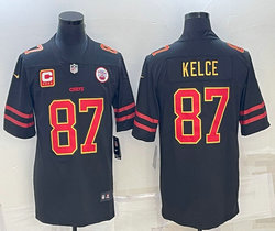 Nike Kansas City Chiefs #87 Travis Kelce Black Gold Name Authentic stitched NFL jersey