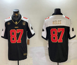 Nike Kansas City Chiefs #87 Travis Kelce Black Thanksgiving Gold Name Authentic Stitched NFL Jersey