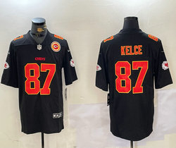 Nike Kansas City Chiefs #87 Travis Kelce Black fashion Gold Name Team Patch Authentic stitched NFL jersey