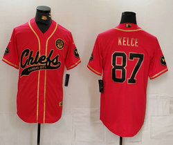 Nike Kansas City Chiefs #87 Travis Kelce Red Gold Name Joint Authentic Stitched baseball jersey