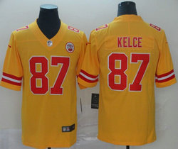 Nike Kansas City Chiefs #87 Travis Kelce Yellow Inverted Legend Vapor Untouchable Authentic Stitched NFL jersey