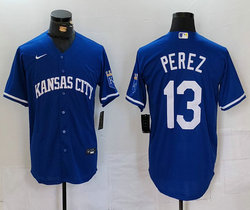 Nike Kansas City Royals #13 Salvador Perez Blue Game MLB Jersey