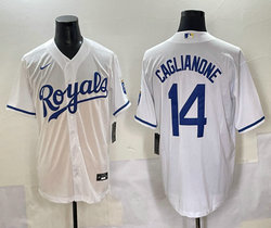 Nike Kansas City Royals #14 Jac Caglianone White Authentic Stitched MLB jersey