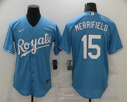 Nike Kansas City Royals #15 Whit Merrifield Light Blue Game Authentic Stitched MLB Jersey