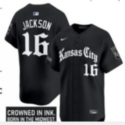 Nike Kansas City Royals #16 Bo Jackson Black 5(V) Joint MLB Jersey