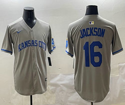 Nike Kansas City Royals #16 Bo Jackson Gray Authentic Stitched MLB Jersey