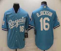 Nike Kansas City Royals #16 Bo Jackson Light Blue Throwback Authentic stitched MLB jersey