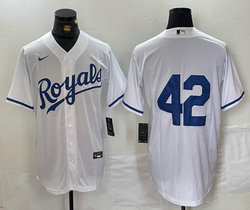 Nike Kansas City Royals #42 White Game Authentic stitched MLB jersey