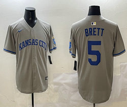 Nike Kansas City Royals #5 George Brett Gray Authentic Stitched MLB Jersey