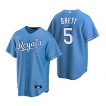 Nike Kansas City Royals #5 George Brett Light Blue Game Authentic Stitched MLB Jersey
