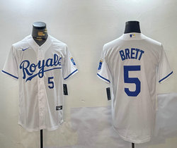 Nike Kansas City Royals #5 George Brett White Authentic Stitched MLB Jersey