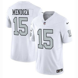 Nike Las Vegas Raiders #15 Fernando Mendoza White Silver Number Authentic Stitched NFL Jersey