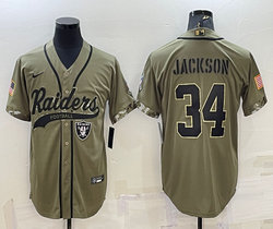 Nike Las Vegas Raiders #34 Bo Jackson 2022 Salute To Service Joint baseball jersey