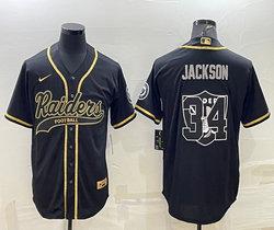 Nike Las Vegas Raiders #34 Bo Jackson Black Joint Team Logo Authentic Stitched baseball jersey