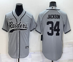 Nike Las Vegas Raiders #34 Bo Jackson Gray Joint adults Authentic Stitched baseball jersey