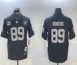 Nike Las Vegas Raiders #89 Brock Bowers Black Throwback C patch F.U.S.E. NFL Jersey