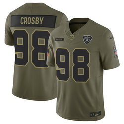 Nike Las Vegas Raiders #98 Maxx Crosby Olive 2025 Salute To Service Stitched Football Jersey