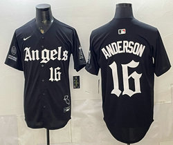 Nike Los Angeles Angels #16 Garret Anderson Black Gothic Halo Edition MLB Jersey