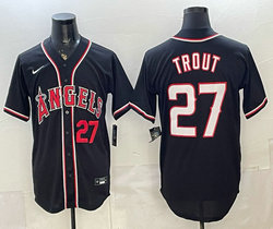 Nike Los Angeles Angels #27 Mike Trout 2026 Fashion Replica Black Out Stitched Jersey