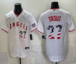 Nike Los Angeles Angels #27 Mike Trout White 250 Fourth Of July Stadium Jersey