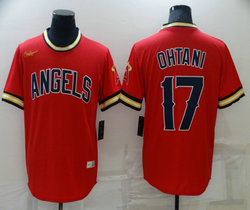 Nike Los Angeles Angels of Anaheim #17 Shohei Ohtani Red Pullover Throwback Game Authentic Stitched MLB Jersey