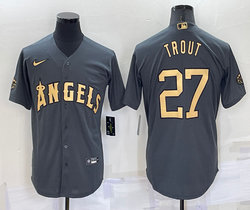 Nike Los Angeles Angels of Anaheim #27 Mike Trout Charcoal 2022 All Star Authentic Stitched MLB Jersey