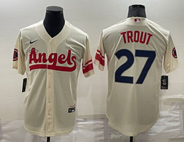 Nike Los Angeles Angels of Anaheim #27 Mike Trout Cream City Game Authentic Stitched MLB Jersey