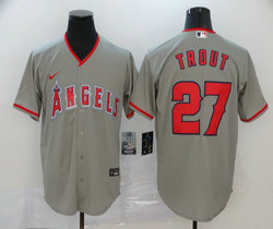 Nike Los Angeles Angels of Anaheim #27 Mike Trout Grey Game Authentic Stitched MLB Jersey