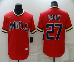 Nike Los Angeles Angels of Anaheim #27 Mike Trout Red Pullover Throwback Game Authentic Stitched MLB Jersey