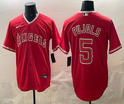 Nike Los Angeles Angels of Anaheim #5 Albert Pujols Red Game Authentic stitched MLB jersey
