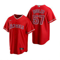 Nike Los Angeles Angels of Anaheim #57 Hansel Robles Red Game Authentic stitched MLB jersey