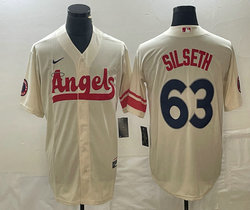 Nike Los Angeles Angels of Anaheim #63 Chase Silseth Cream City Game Authentic Stitched MLB Jersey
