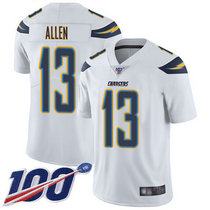 Nike Los Angeles Chargers #13 Keenan Allen With NFL 100th Season Patch White Vapor Untouchable Authentic Stitched NFL Jersey