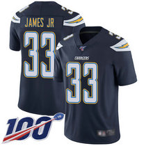 Nike Los Angeles Chargers #33 Derwin James With NFL 100th Season Patch Navy Blue 2018 NFL Draft Pick Authentic stitched NFL jersey