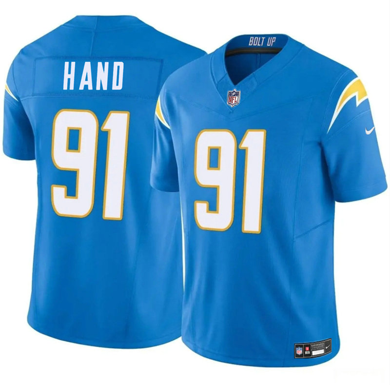 Nike Los Angeles Chargers #91 Da'Shawn Hand Blue Vapor Untouchable Authentic Stitched NFL Jersey