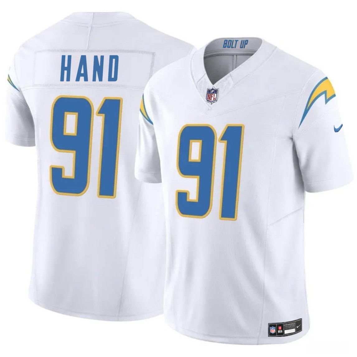 Nike Los Angeles Chargers #91 Da'Shawn Hand White Vapor Untouchable Authentic Stitched NFL Jersey