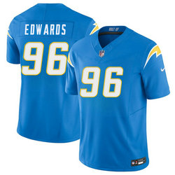 Nike Los Angeles Chargers #96 TeRah Edwards Blue Authentic Stitched NFL Jersey