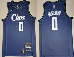 Nike Los Angeles Clippers #0 Russell Westbrook Navy 2024 City Authentic Stitched NBA Jersey