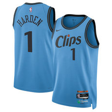Nike Los Angeles Clippers #1 James Harden Light Blue 2024-25 City Stitched NBA Jersey