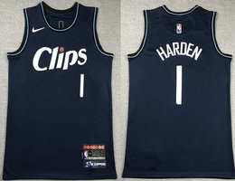 Nike Los Angeles Clippers #1 James Harden Navy 2024 City Stitched NBA Jersey