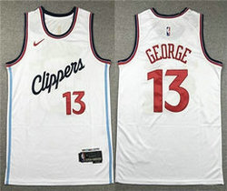 Nike Los Angeles Clippers #13 Paul George 2024-25 White Authentic Stitched NBA Jersey