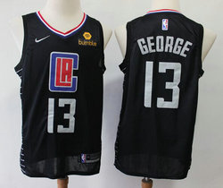 Nike Los Angeles Clippers #13 Paul George Black Game With Advertising Authentic Stitched NBA jersey
