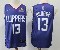 Nike Los Angeles Clippers #13 Paul George Blue Game With Advertising Authentic Stitched NBA jersey