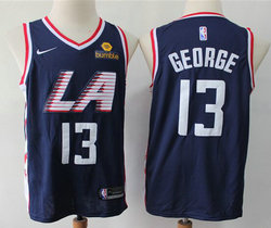 Nike Los Angeles Clippers #13 Paul George Navy Blue Game With City Advertising patch Authentic Stitched NBA jersey