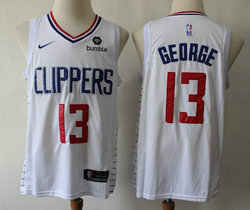 Nike Los Angeles Clippers #13 Paul George White Game With Advertising patch Authentic Stitched NBA jersey