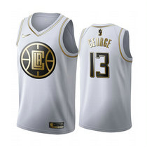 Nike Los Angeles Clippers #13 Paul George White Gold Game Authentic Stitched NBA jersey